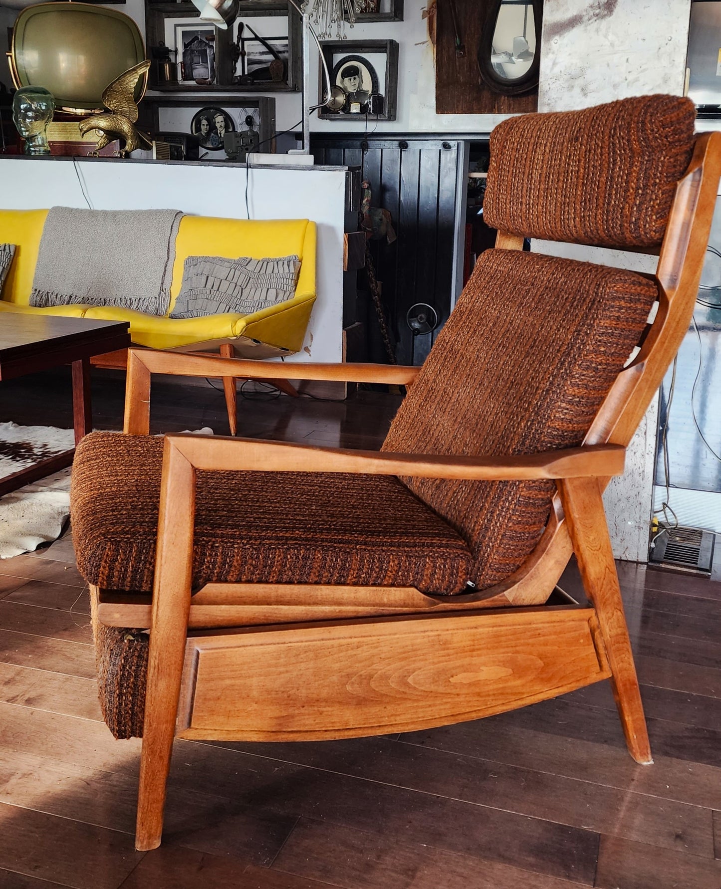 Choose Fabric***RESTORED Mid Century Modern Lounge Chair Reclining, will get NEW Cushions