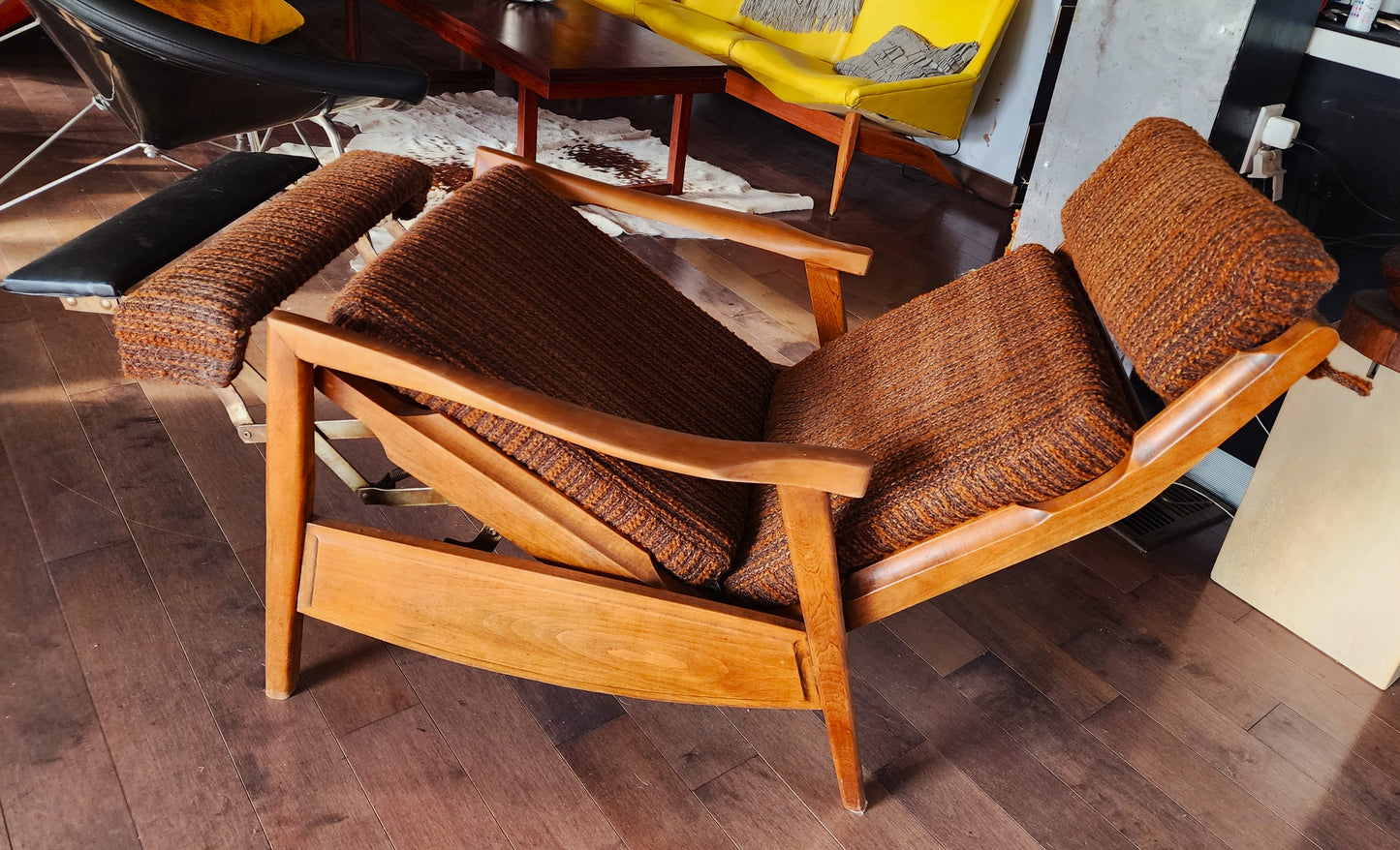 Choose Fabric***RESTORED Mid Century Modern Lounge Chair Reclining, will get NEW Cushions