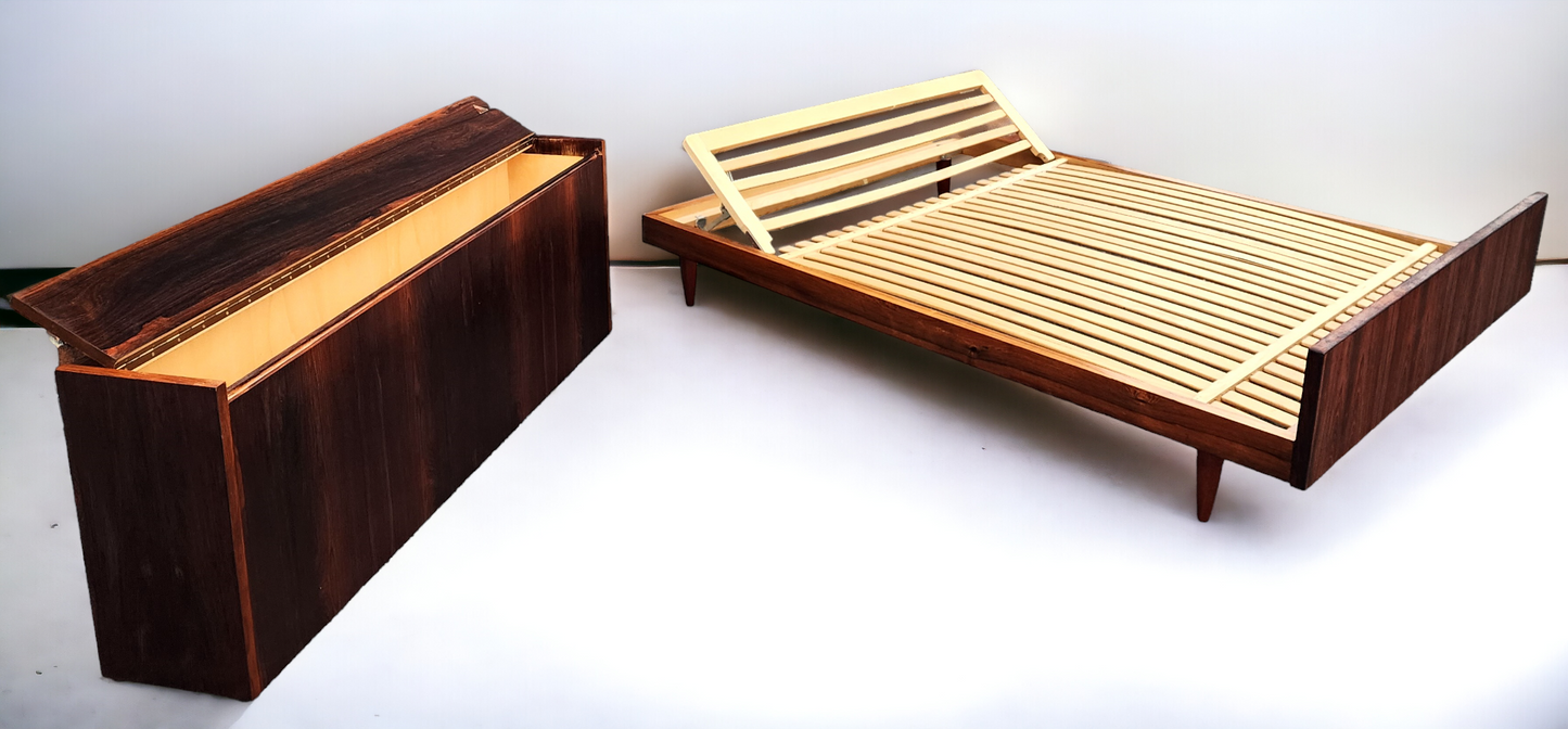 REFINISHED Mid Century Modern Rosewood Bed Double by Swiss Form