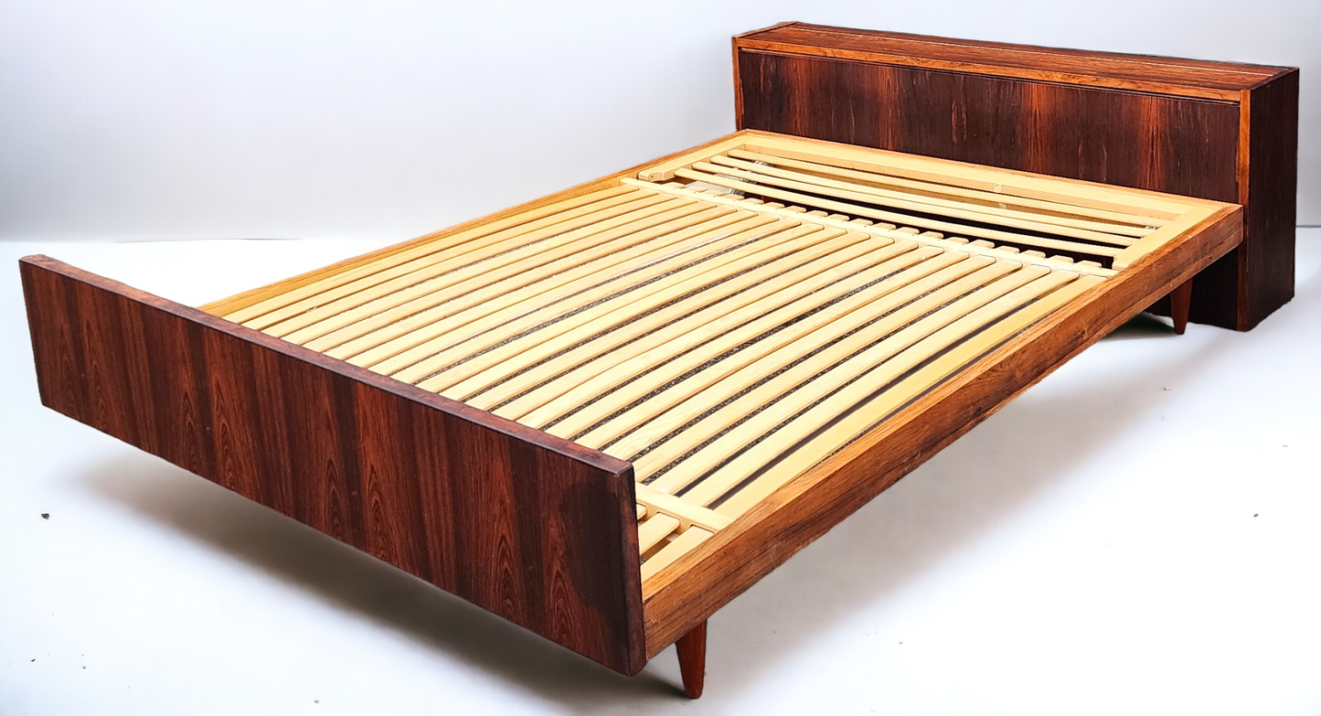REFINISHED Mid Century Modern Rosewood Bed Double by Swiss Form