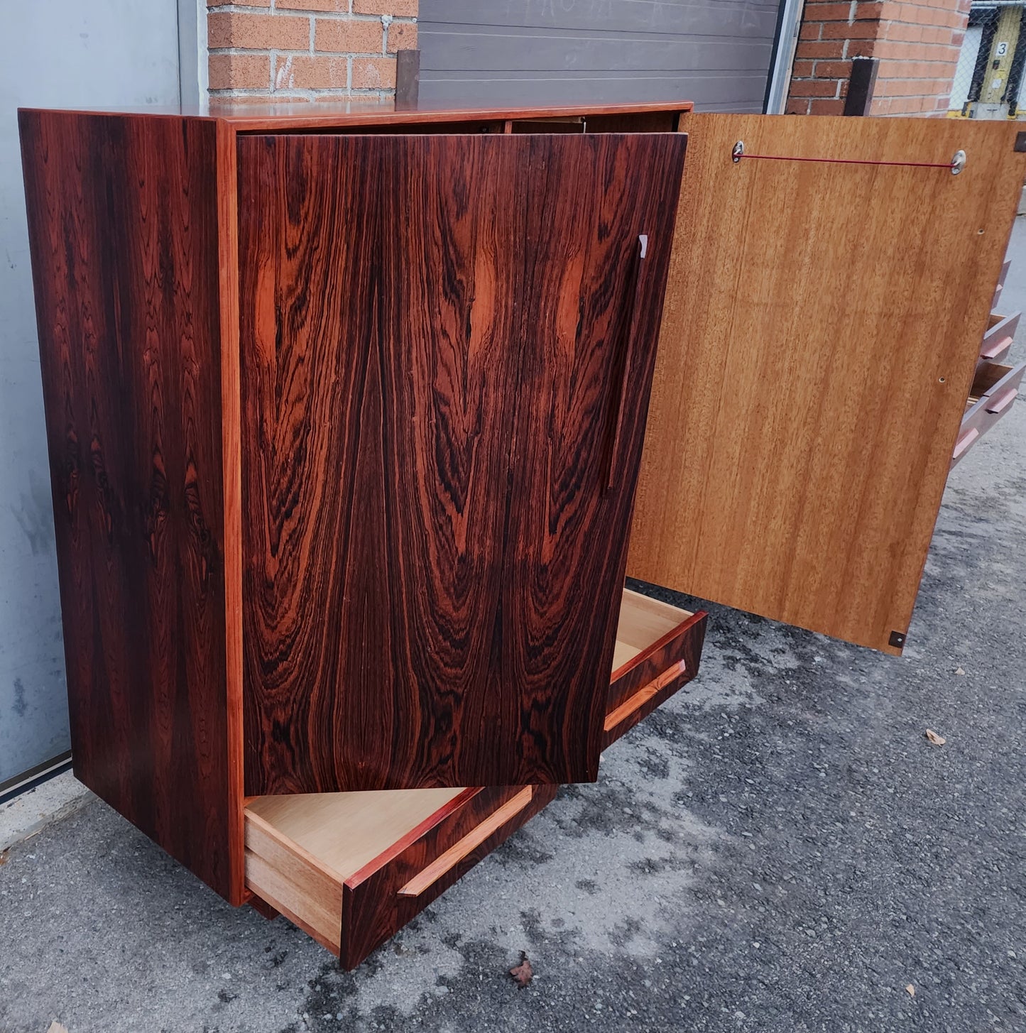 RESTORED Mid Century Modern Rosewood Queen bed w nightstands, dresser & tallboy