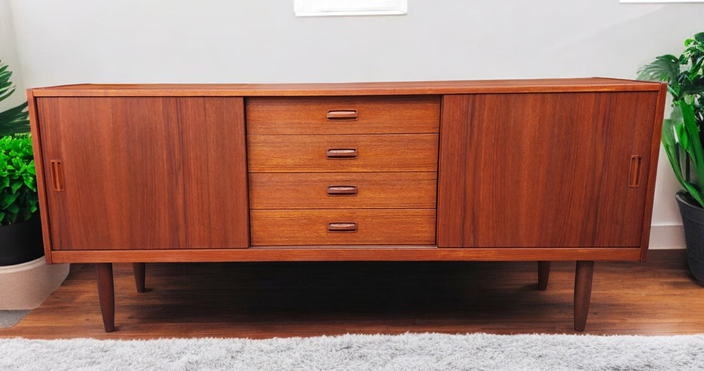 REFINISHED Danish Mid Century Modern Teak Sideboard TV Media Console 6ft