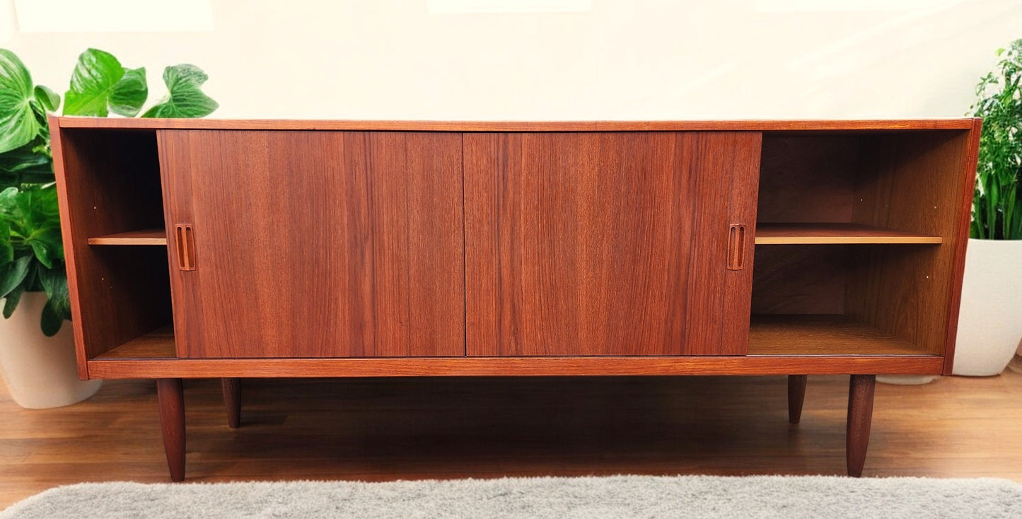 REFINISHED Danish Mid Century Modern Teak Sideboard TV Media Console 6ft