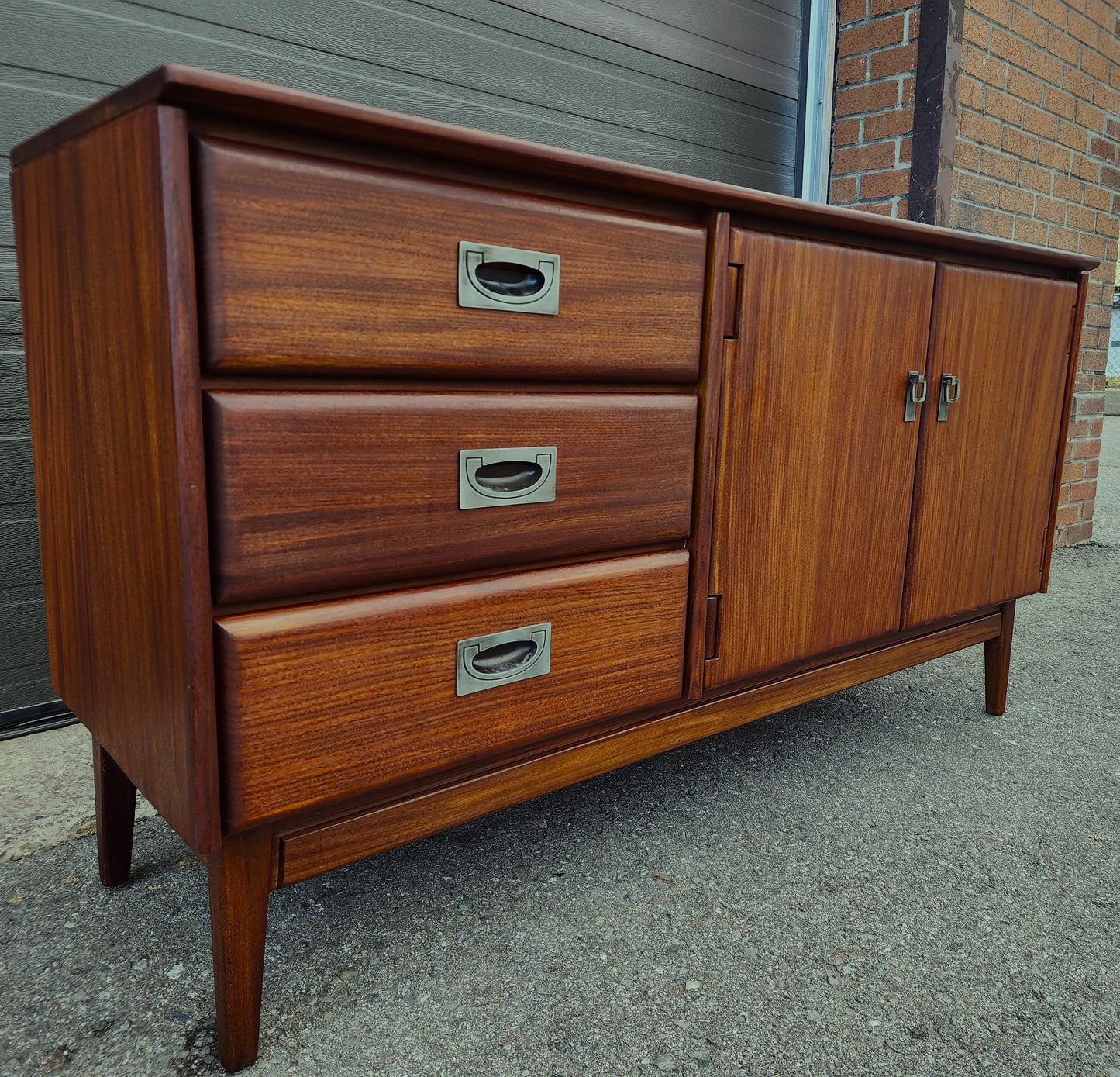 REFINISHED Mid Century Modern SOLID TEAK Buffet 54"