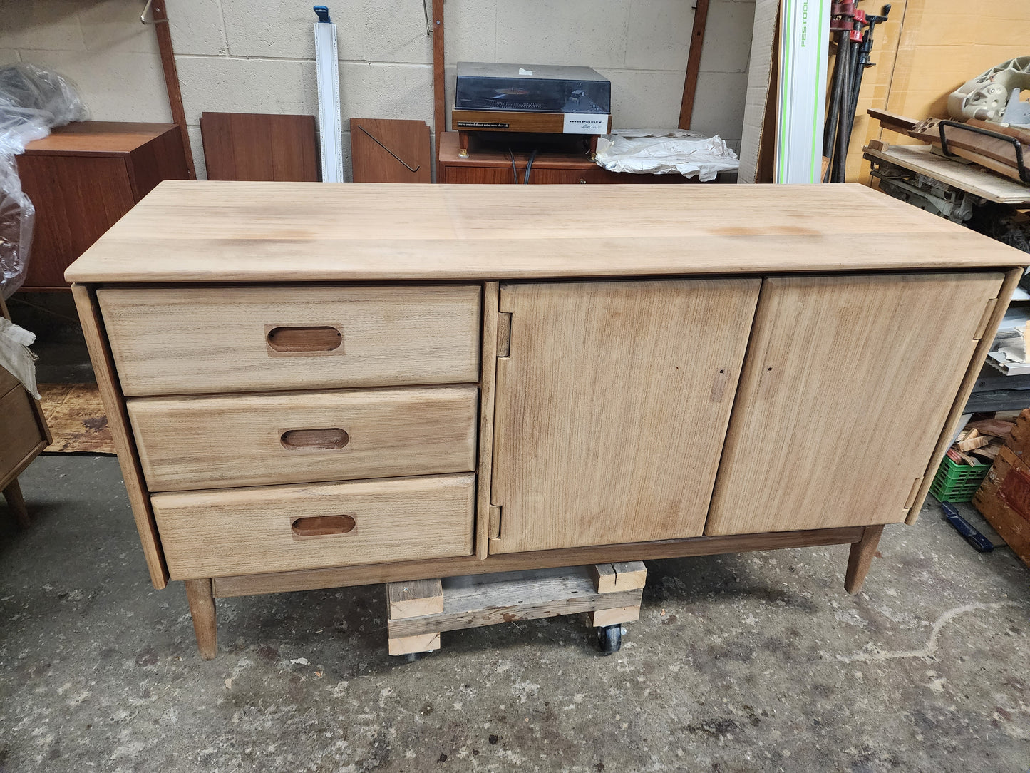 REFINISHED Mid Century Modern SOLID TEAK Buffet 54"