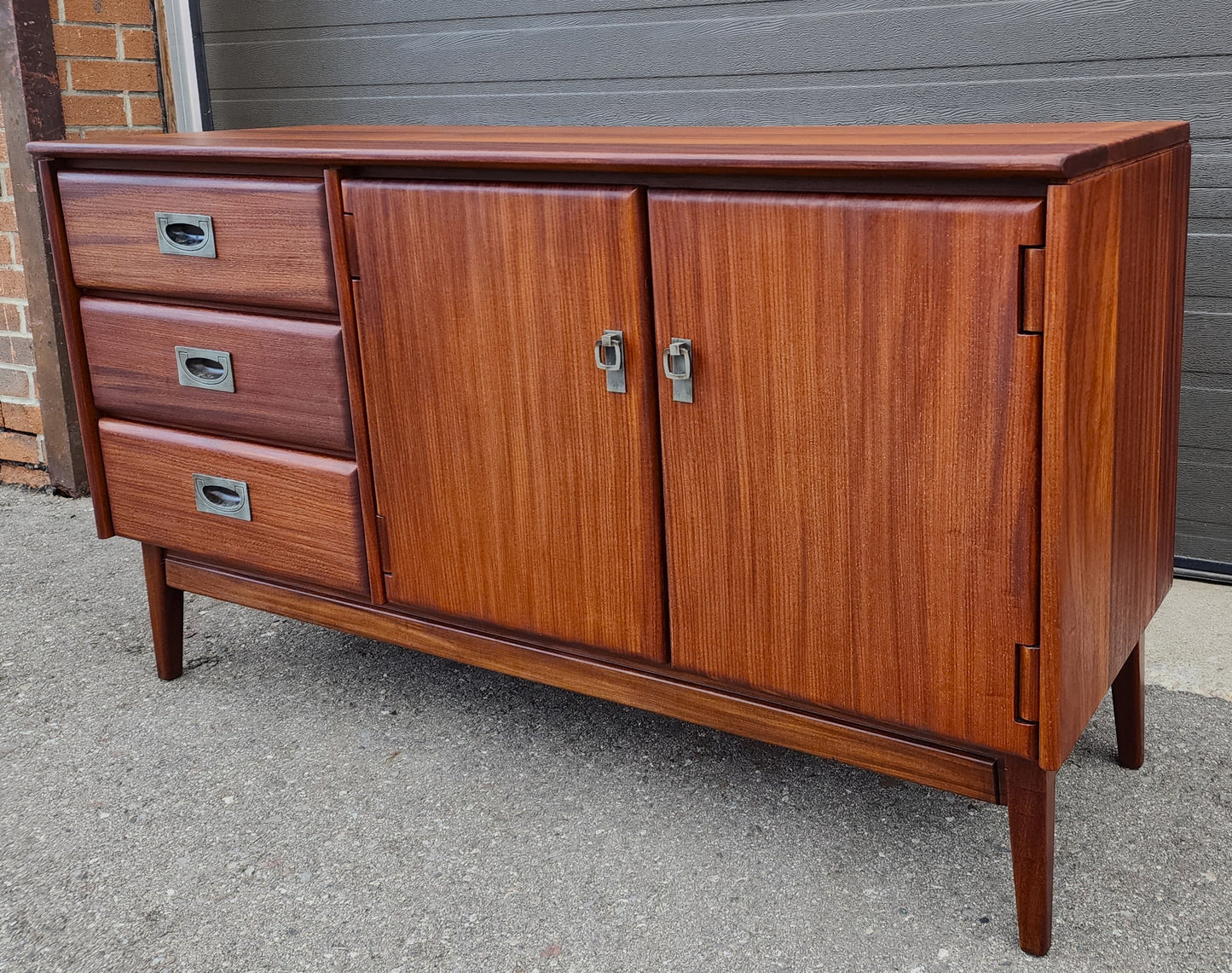 REFINISHED Mid Century Modern SOLID TEAK Buffet 54"