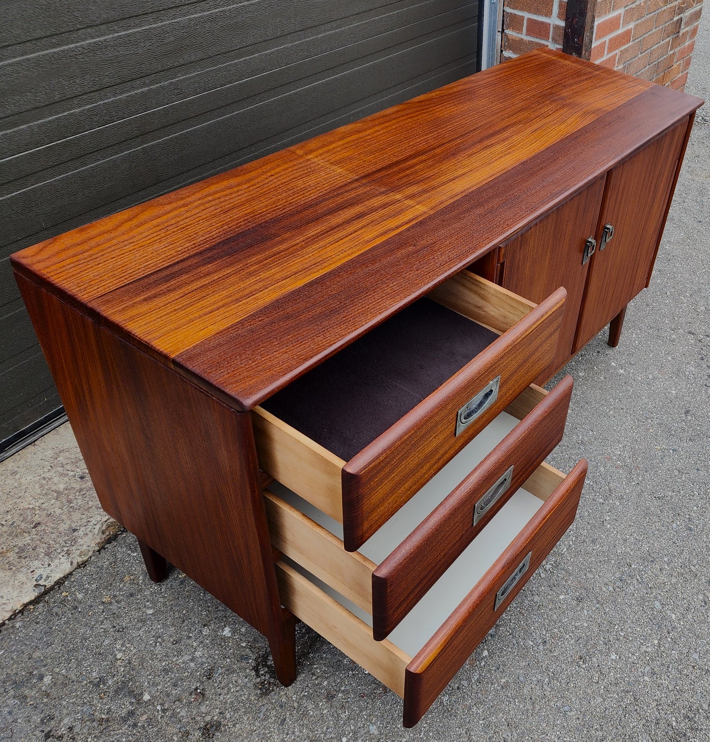 REFINISHED Mid Century Modern SOLID TEAK Buffet 54"