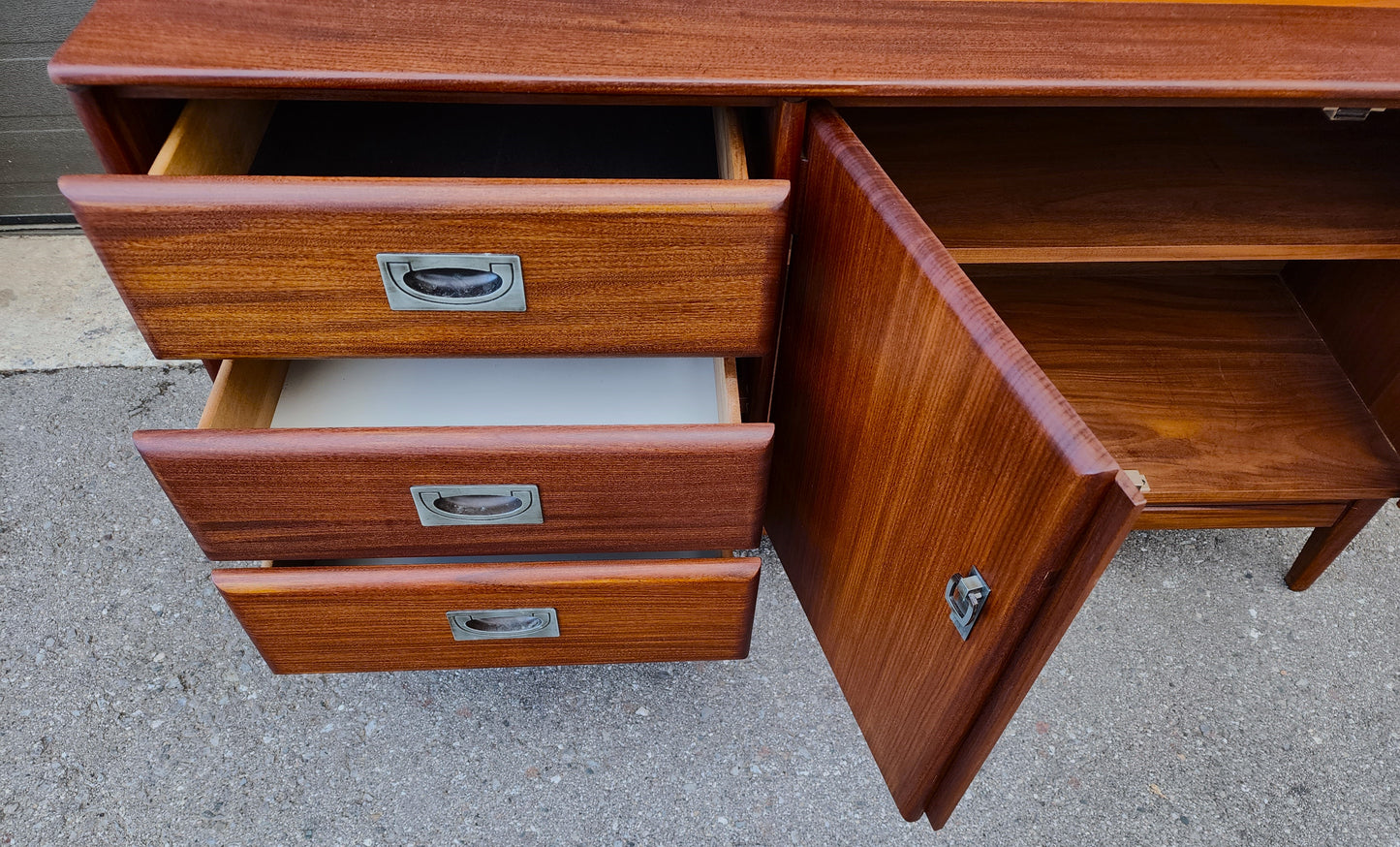 REFINISHED Mid Century Modern SOLID TEAK Buffet 54"