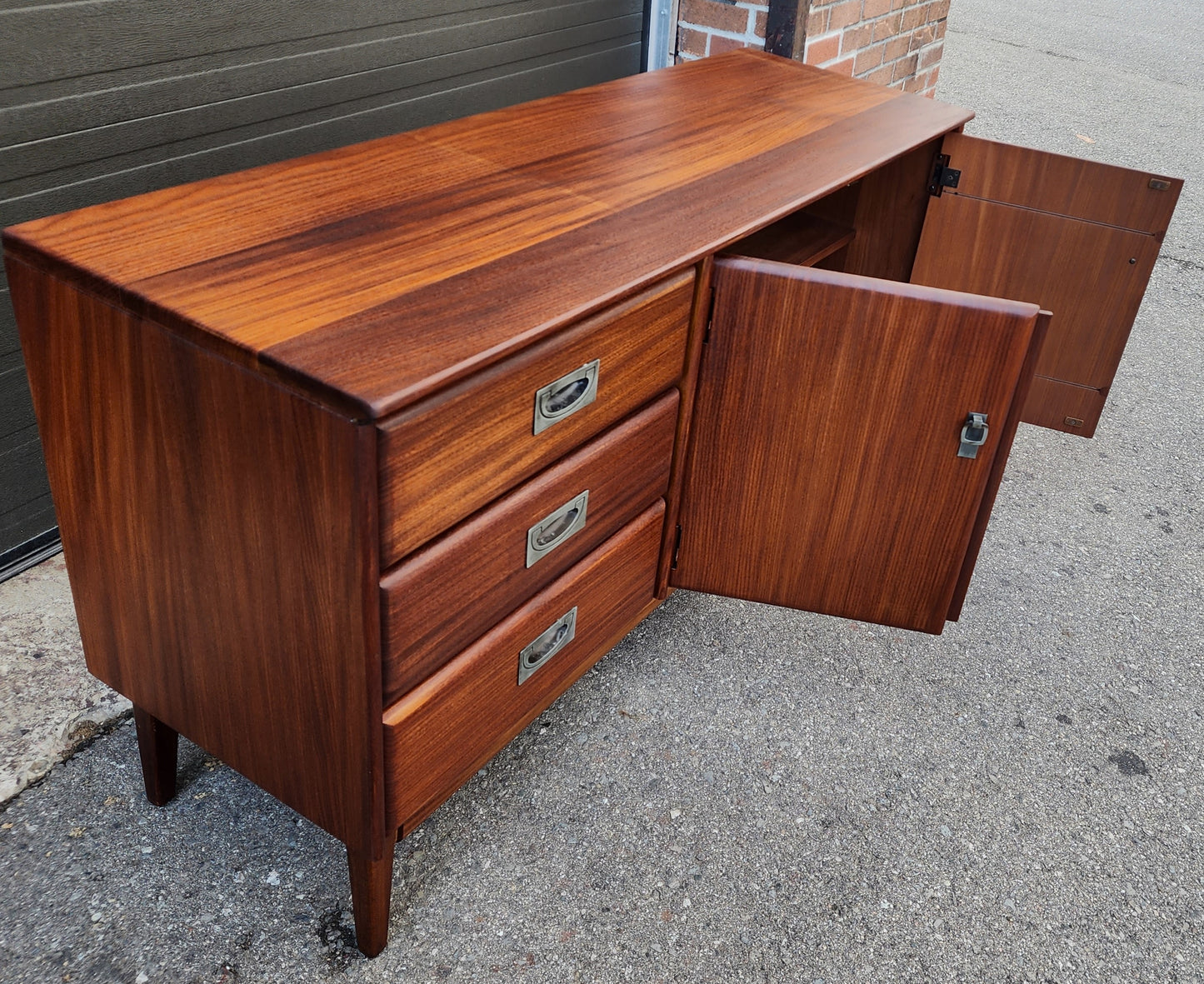 REFINISHED Mid Century Modern SOLID TEAK Buffet 54"