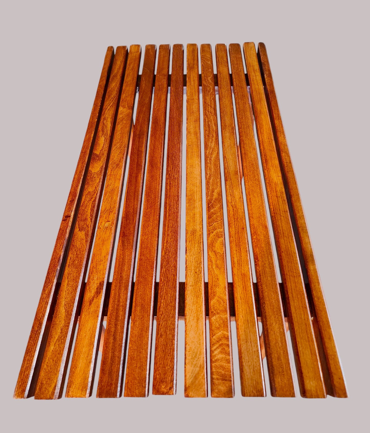 REFINISHED Mid Century Modern Teak Slatted Bench or Coffee Table 3 ft