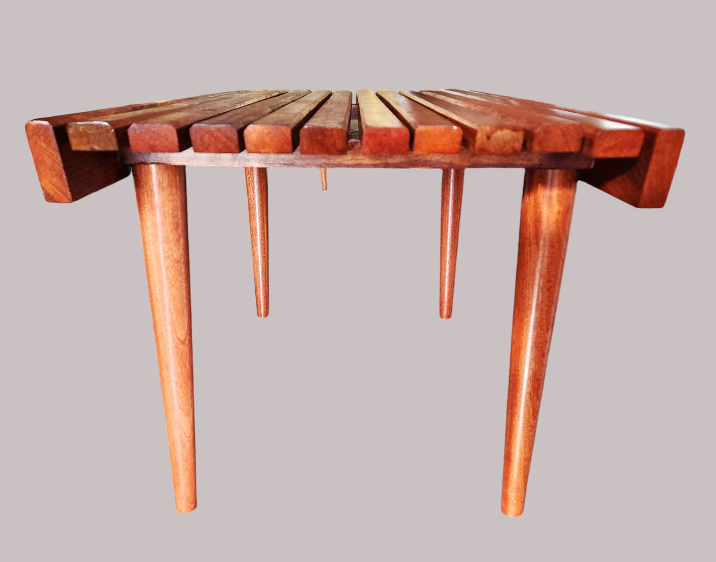 REFINISHED Mid Century Modern Teak Slatted Bench or Coffee Table 3 ft