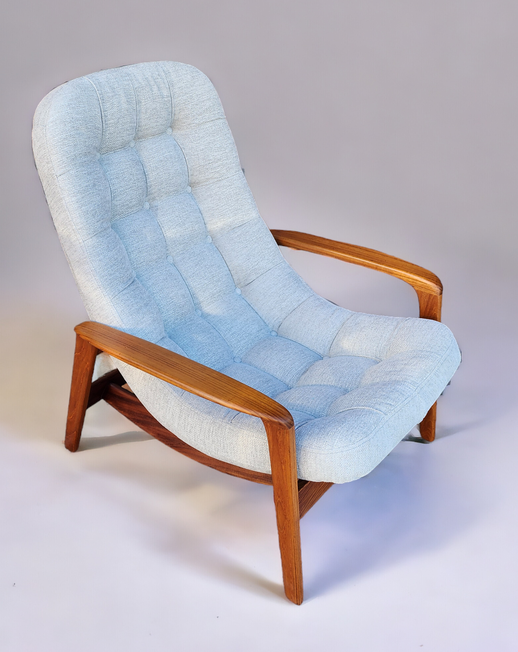 REFINISHED REUPHOLSTERED MCM Teak Scoop Lounge Chair by R. Huber