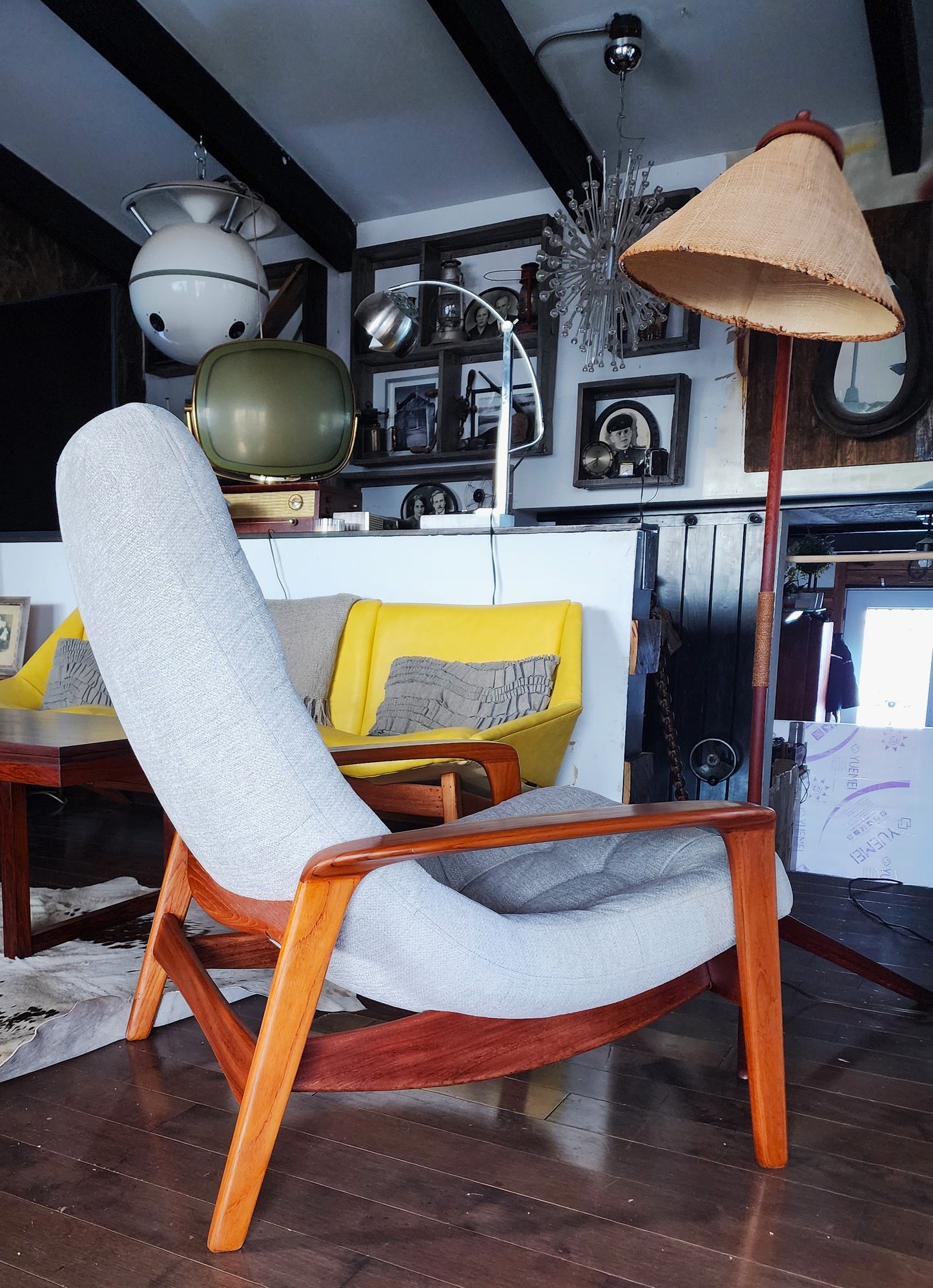 REFINISHED REUPHOLSTERED MCM Teak Scoop Lounge Chair by R. Huber
