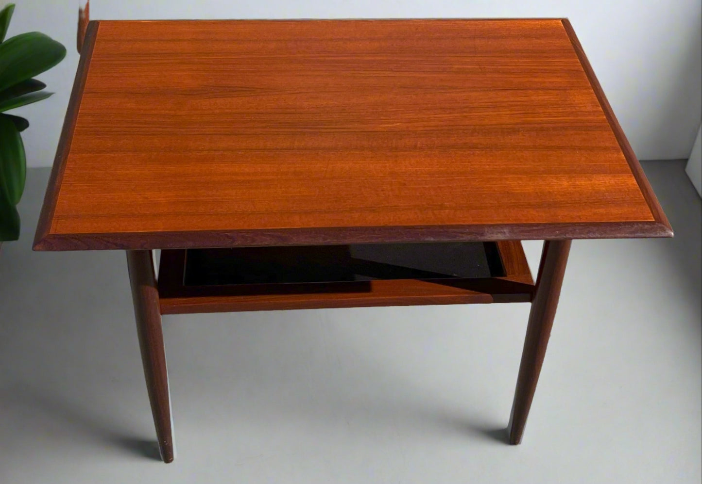 REFINISHED Mid Century Modern Teak Accent Table with Shelf by RS Associates