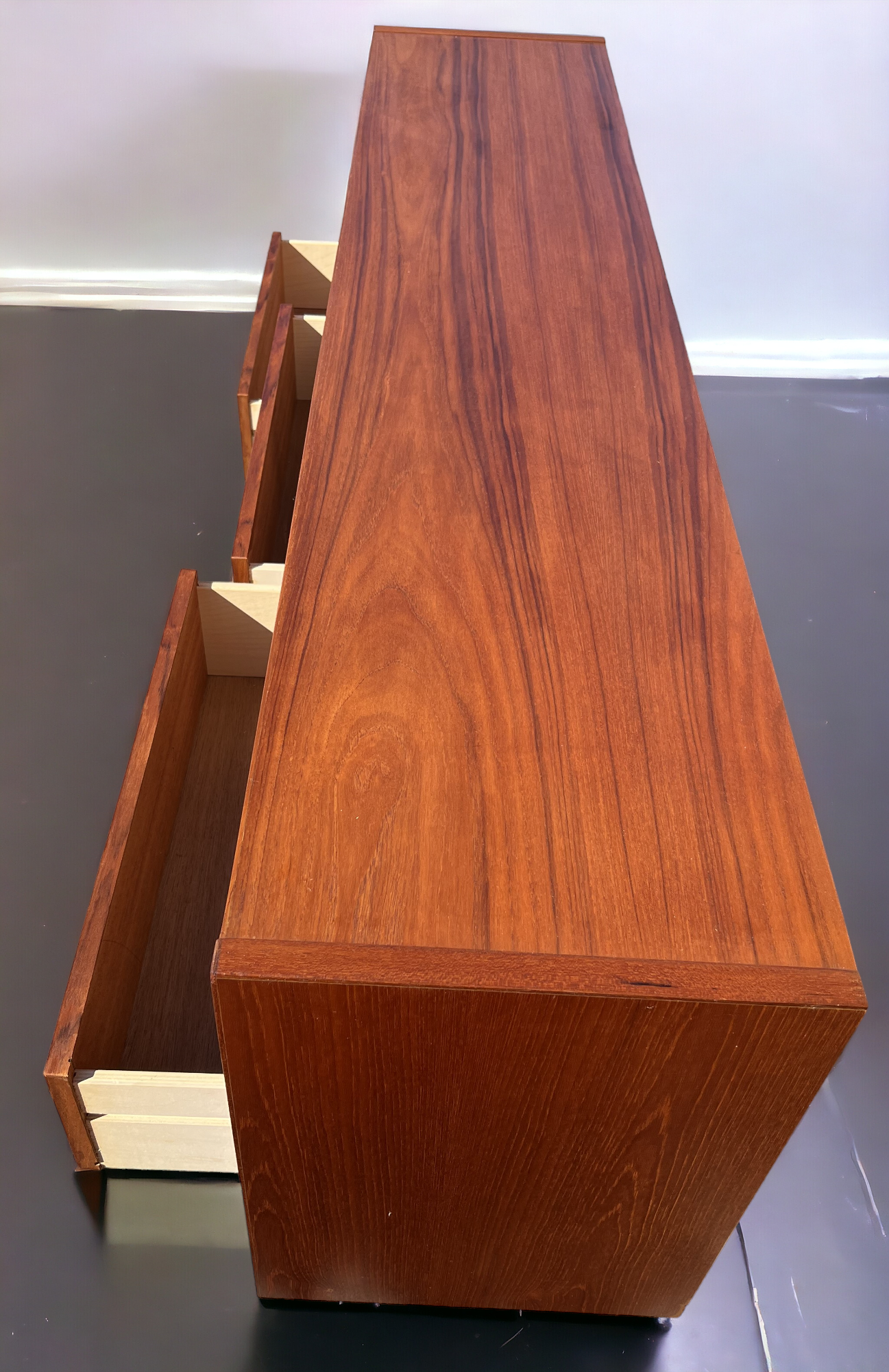 REFINISHED Mid Century Modern Teak Dresser w 9 Drawers