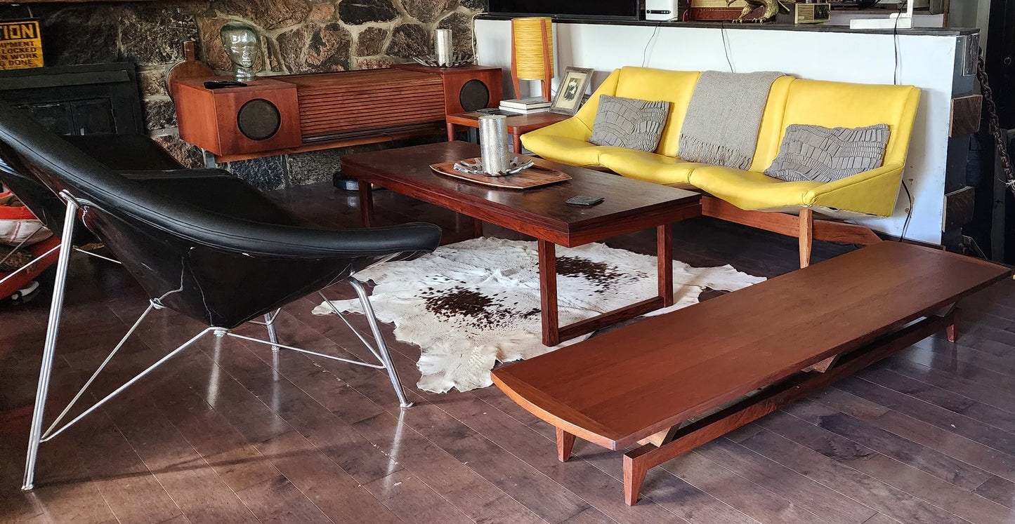 REFINISHED Mid Century Modern Teak Bench or Cocktail Table 66" Long & Low