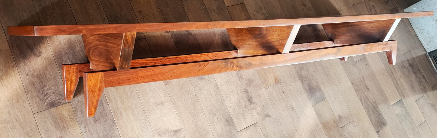 REFINISHED Mid Century Modern Teak Bench or Cocktail Table 66" Long & Low