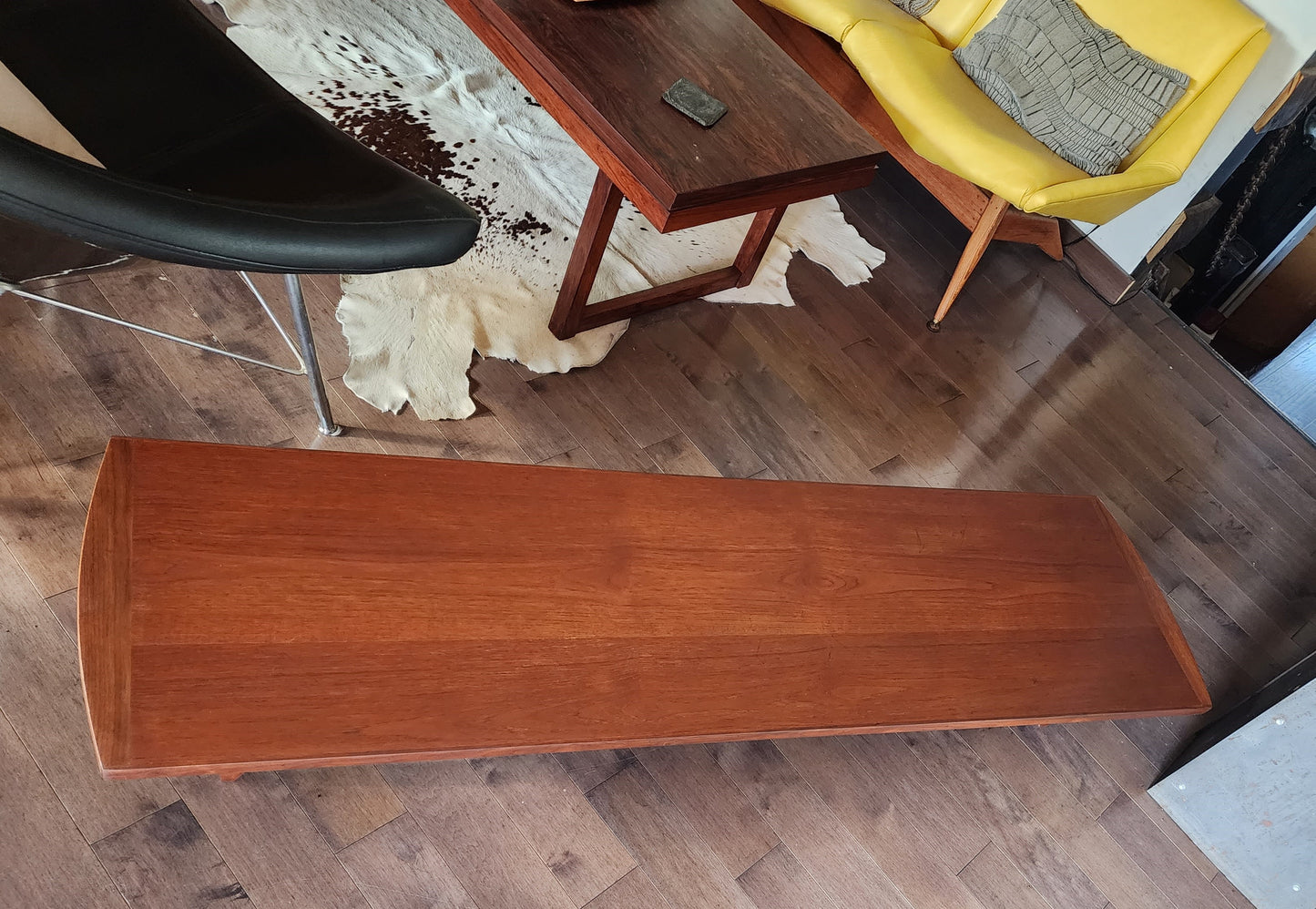 REFINISHED Mid Century Modern Teak Bench or Cocktail Table 66" Long & Low