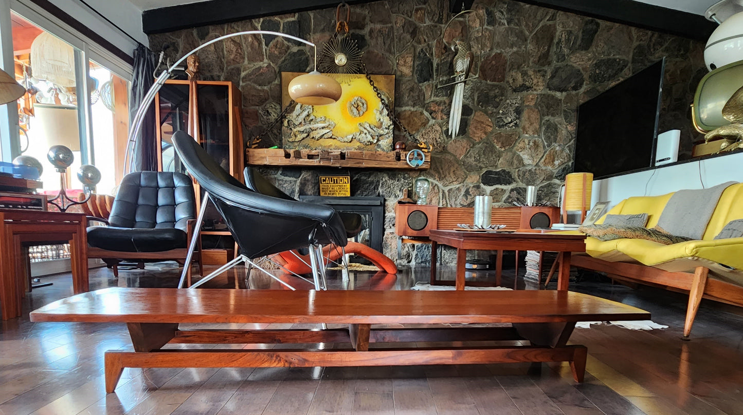 REFINISHED Mid Century Modern Teak Bench or Cocktail Table 66" Long & Low