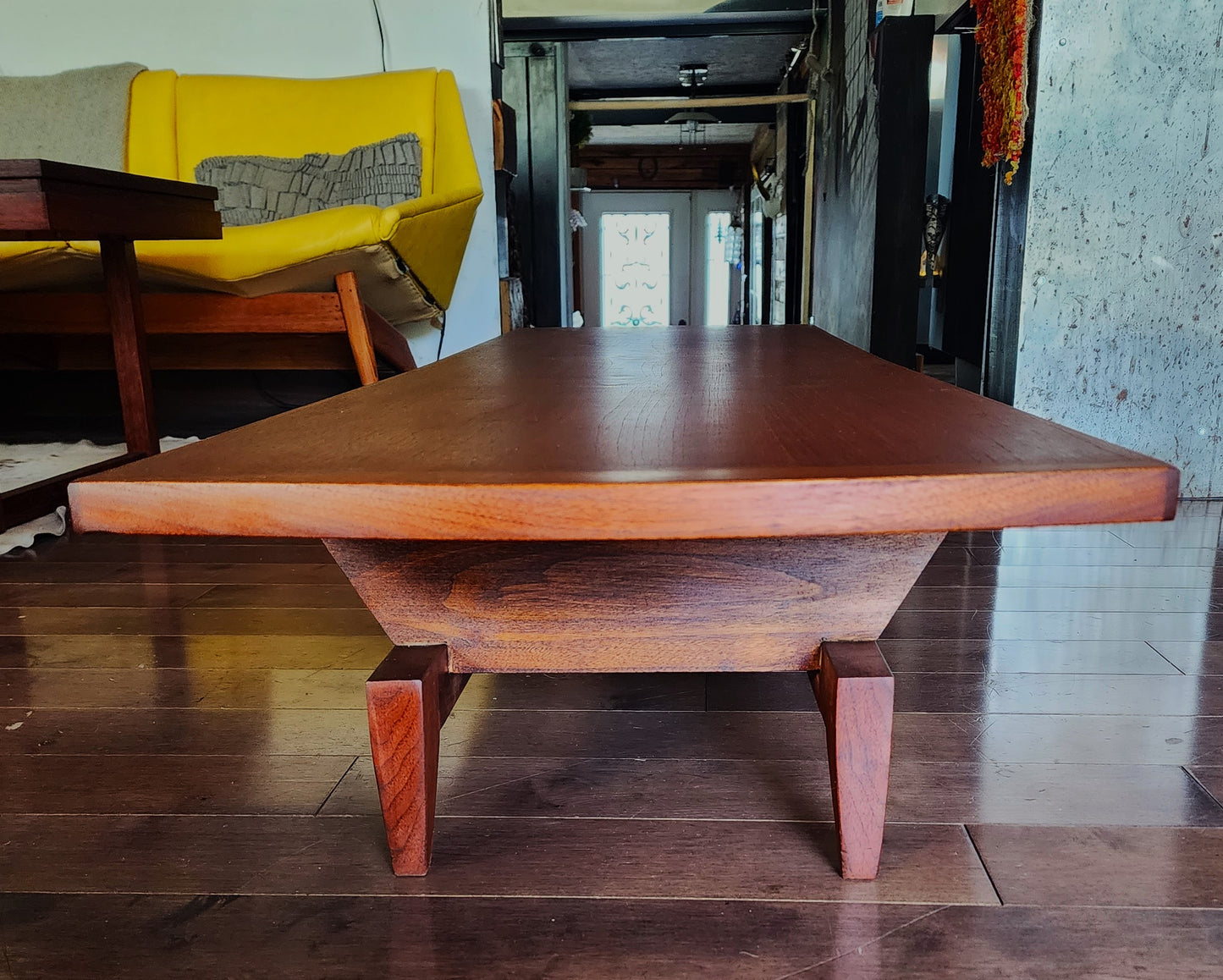 REFINISHED Mid Century Modern Teak Bench or Cocktail Table 66" Long & Low