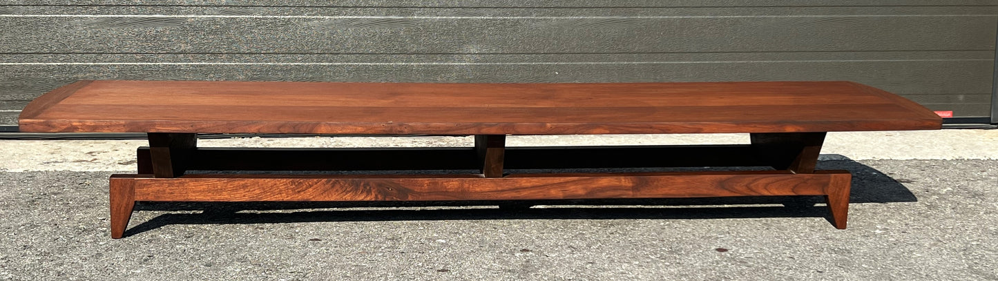REFINISHED Mid Century Modern Teak Bench or Cocktail Table 66" Long & Low