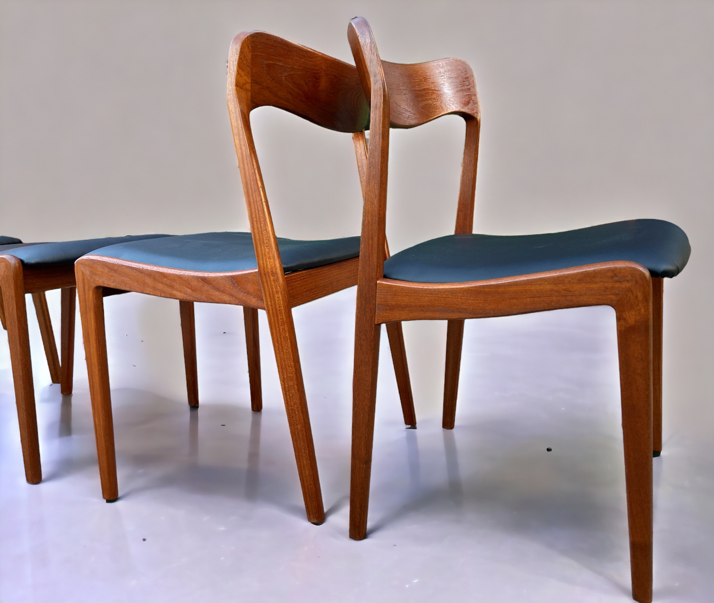 4 REFINISHED Danish Mid Century Modern Teak Chairs, Moller style