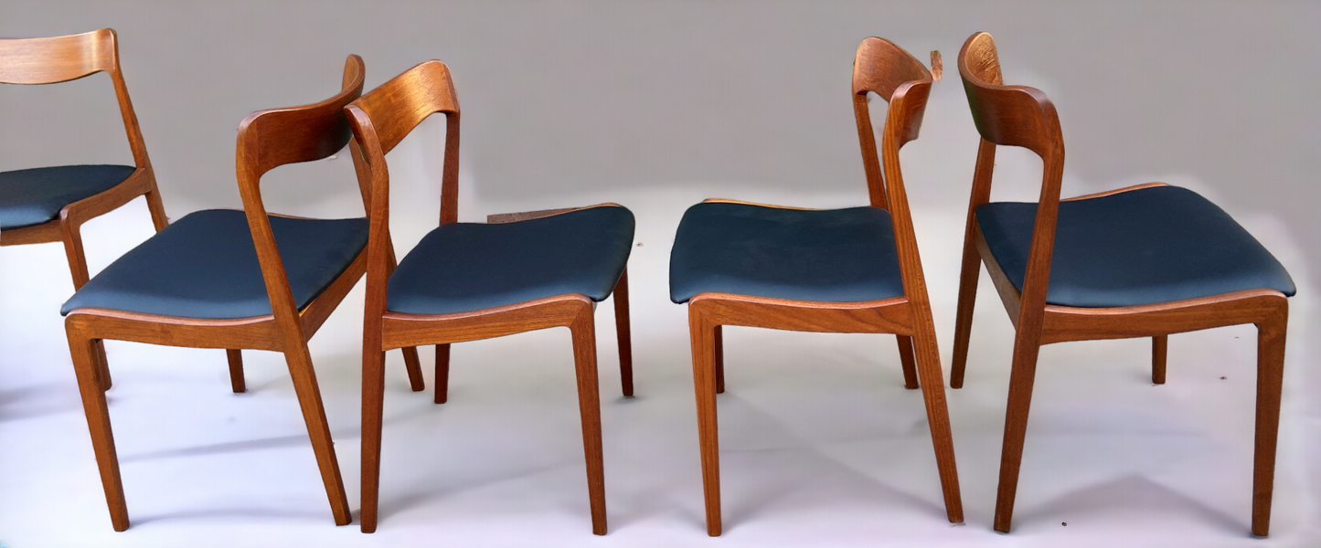 4 REFINISHED Danish Mid Century Modern Teak Chairs, Moller style