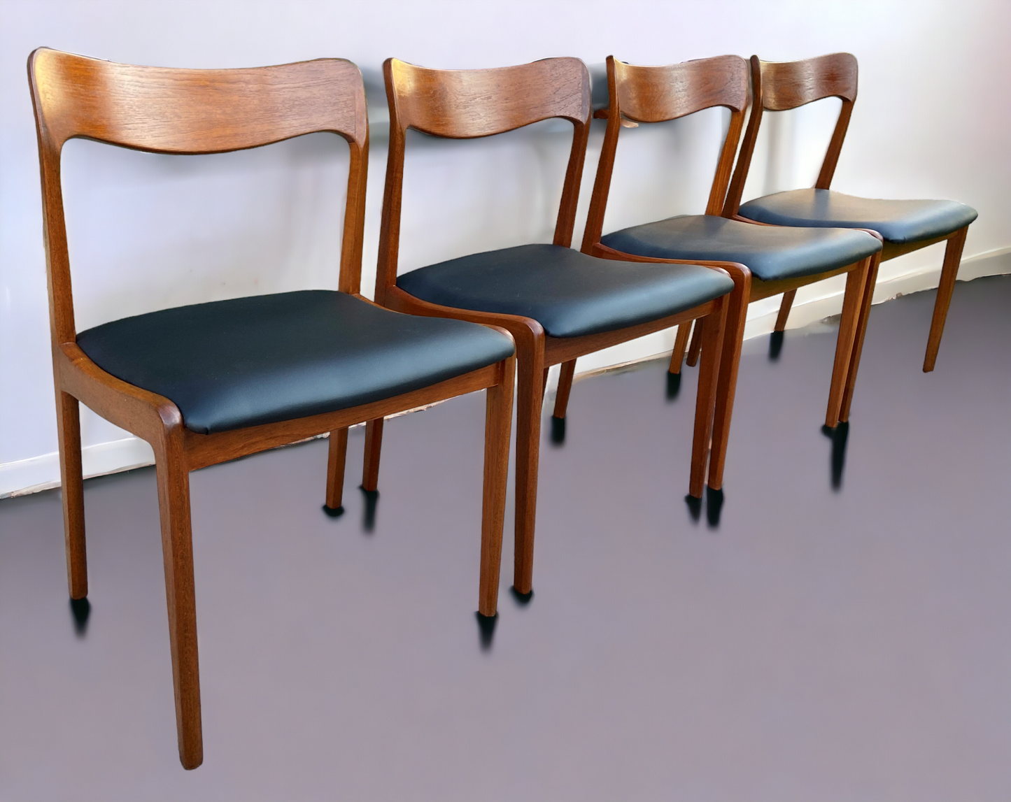 4 REFINISHED Danish Mid Century Modern Teak Chairs, Moller style