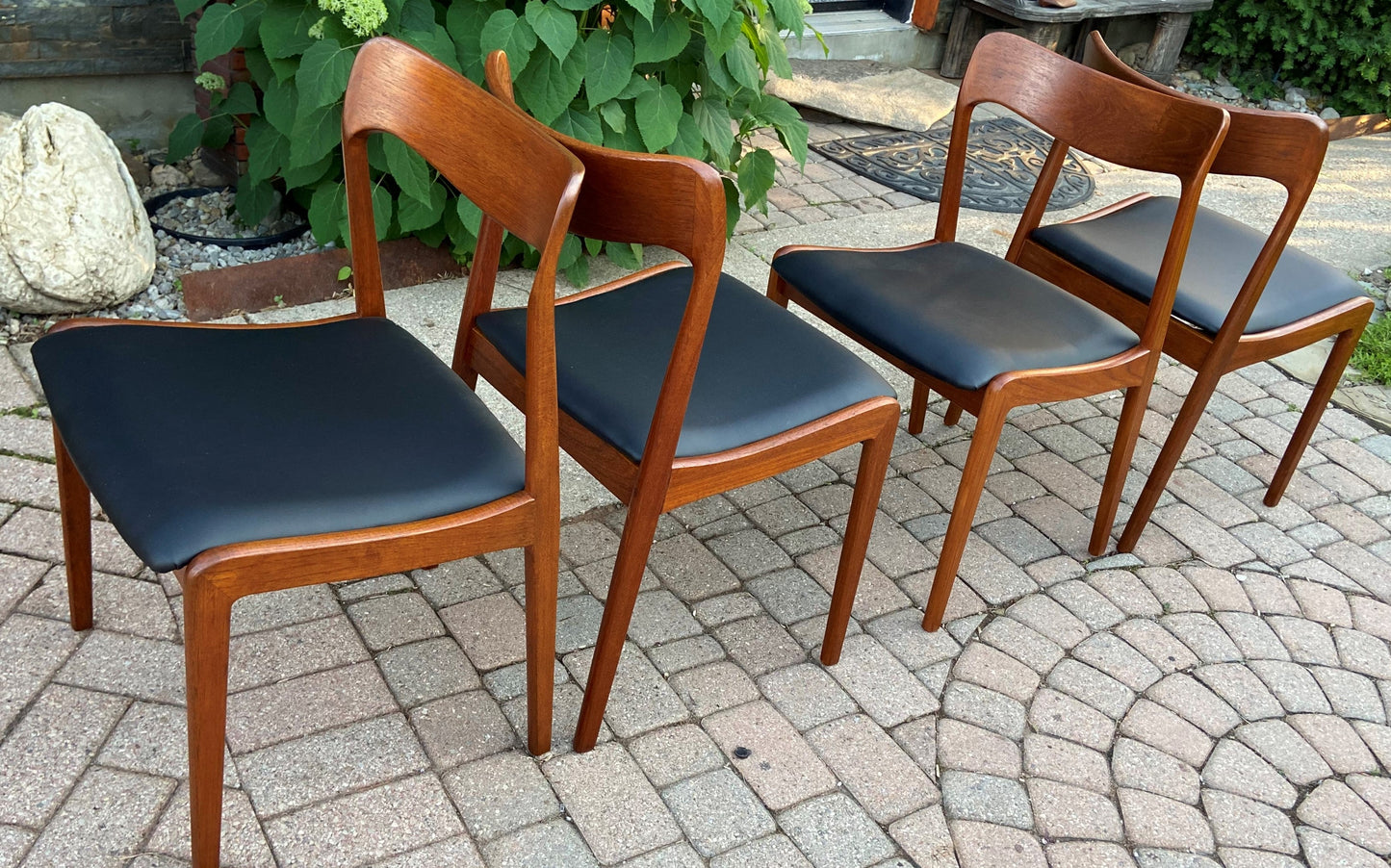 4 REFINISHED Danish Mid Century Modern Teak Chairs, Moller style