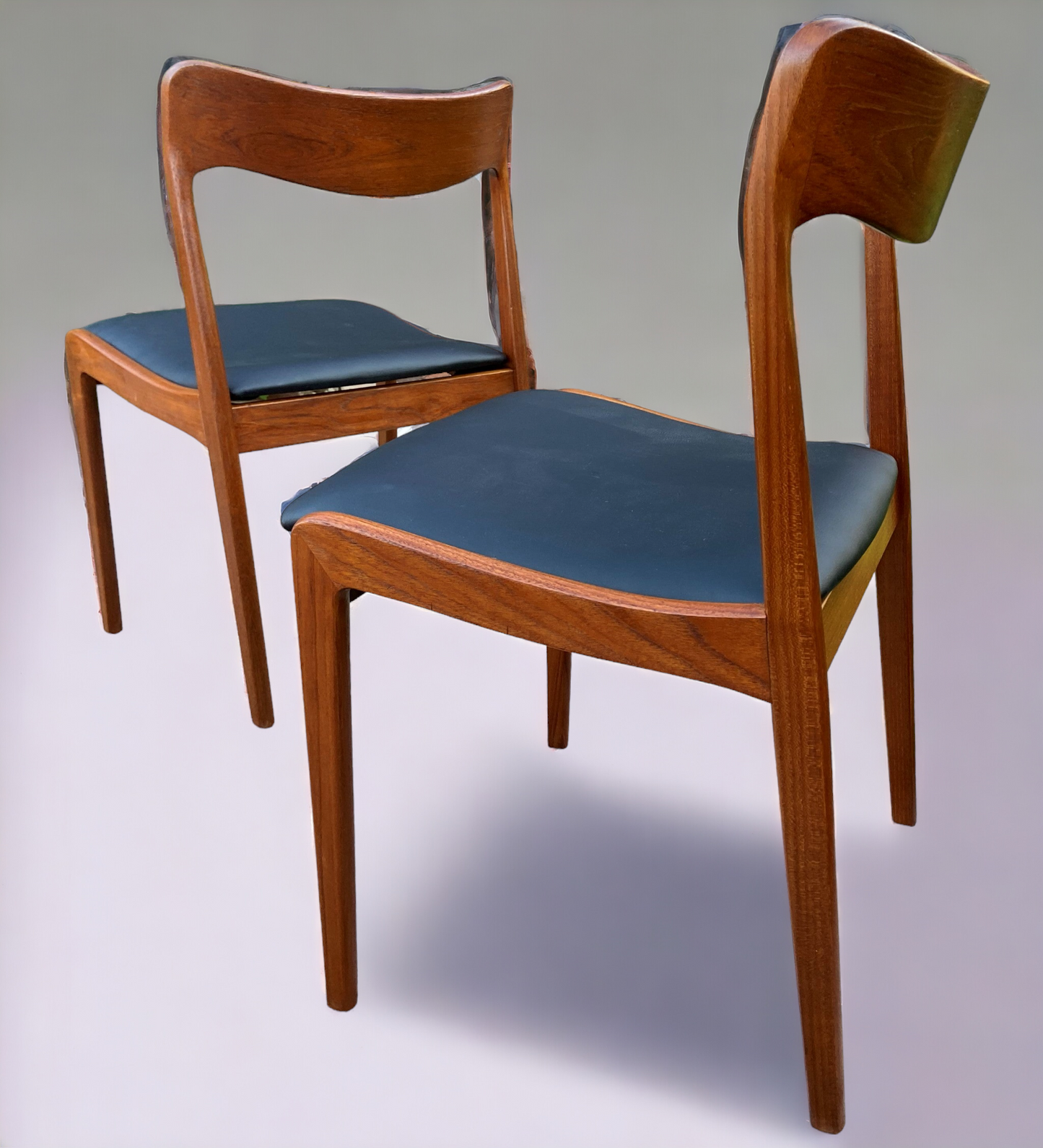 4 REFINISHED Danish Mid Century Modern Teak Chairs, Moller style