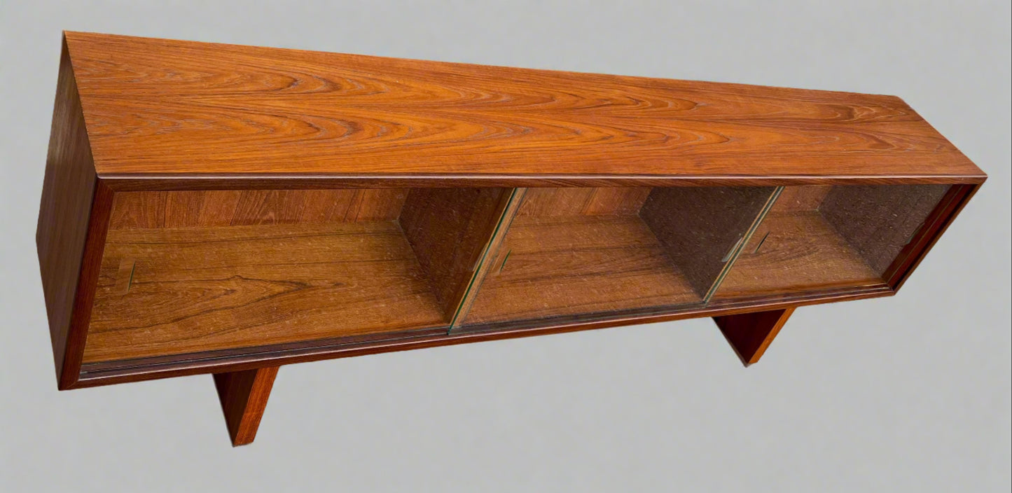 RESTORED Mid Century Modern Teak Bookcase Display TV Media Console 72"