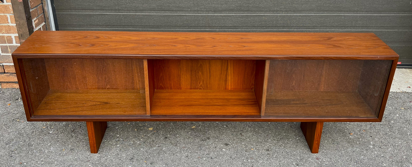 RESTORED Mid Century Modern Teak Bookcase Display TV Media Console 72"