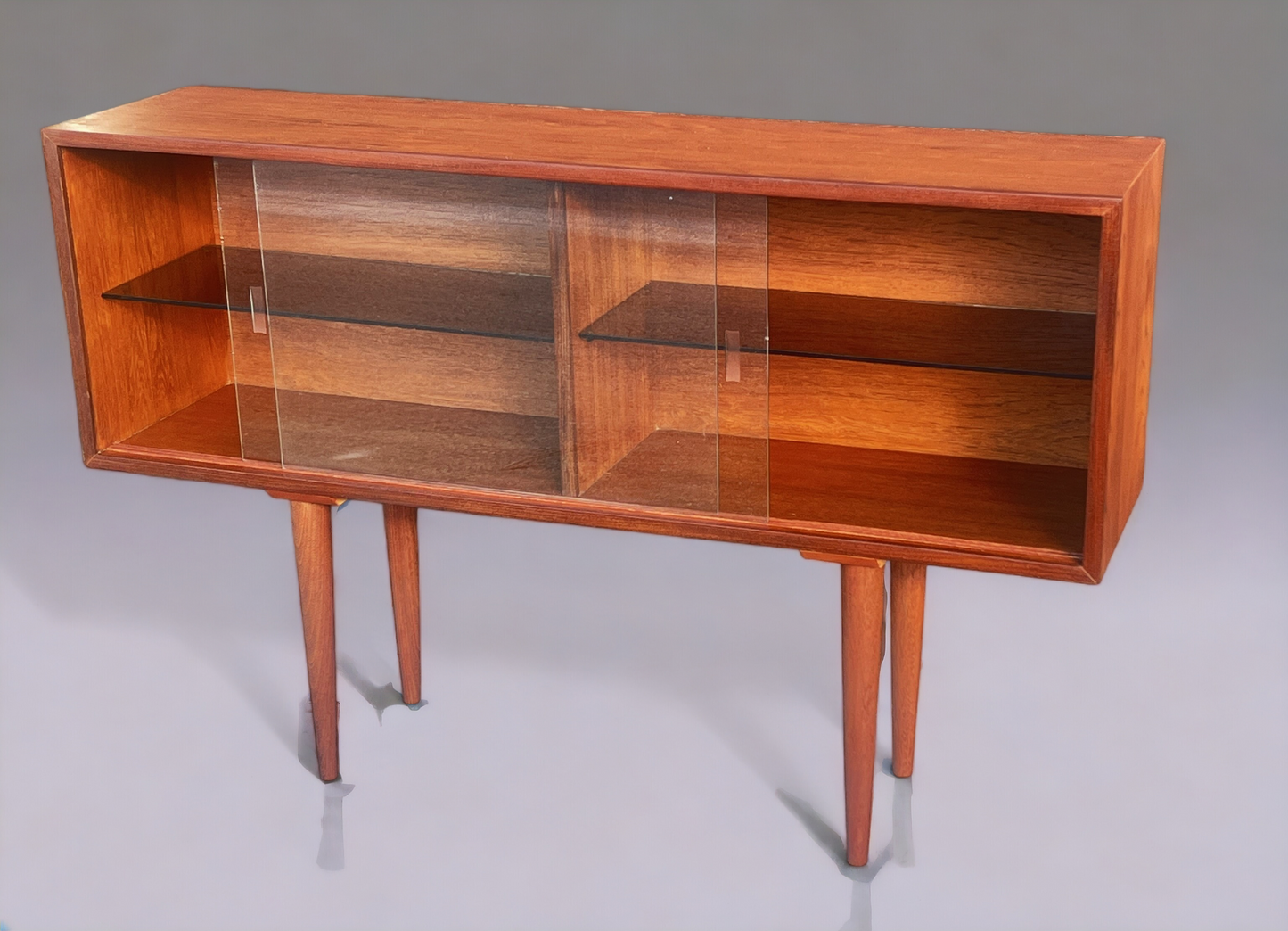 REFINISHED Mid Century Modern Teak Display Bookcase 48"