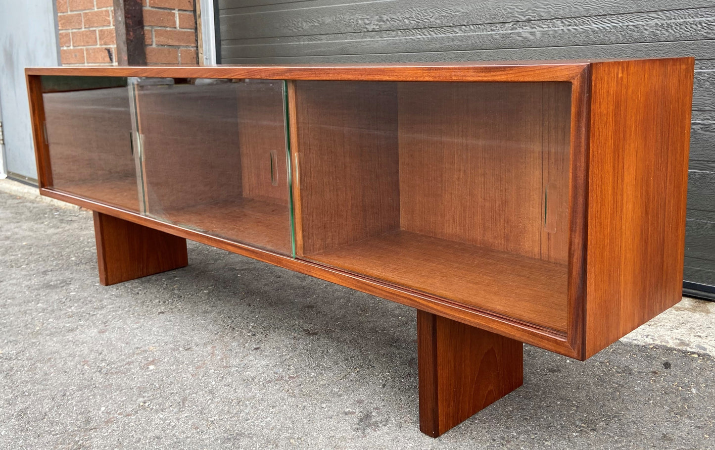 RESTORED Mid Century Modern Teak Bookcase Display TV Media Console 72"