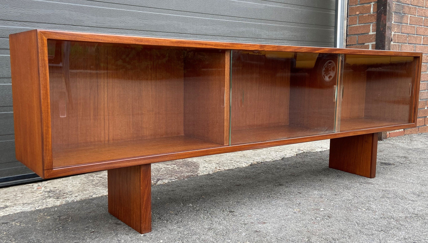 RESTORED Mid Century Modern Teak Bookcase Display TV Media Console 72"