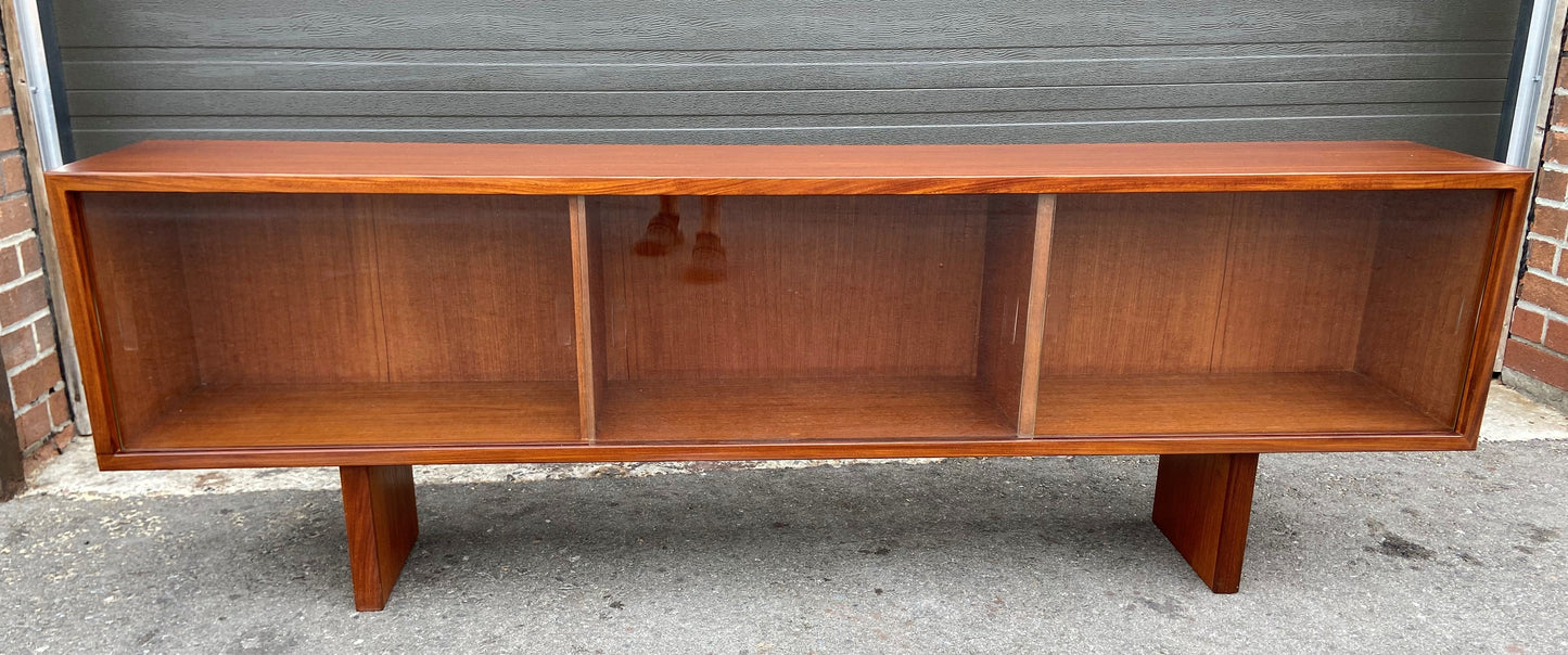 RESTORED Mid Century Modern Teak Bookcase Display TV Media Console 72"