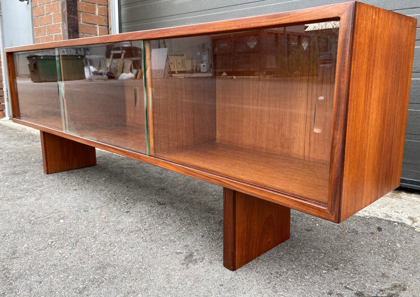 RESTORED Mid Century Modern Teak Bookcase Display TV Media Console 72"