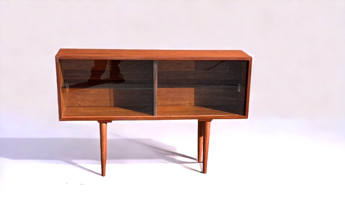 REFINISHED Mid Century Modern Teak Display Bookcase 48"