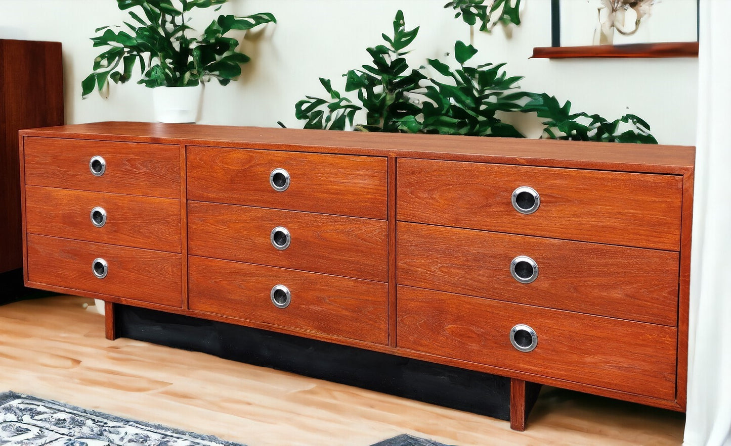 REFINISHED Mid-Century Modern Teak Dresser 9 drawers
