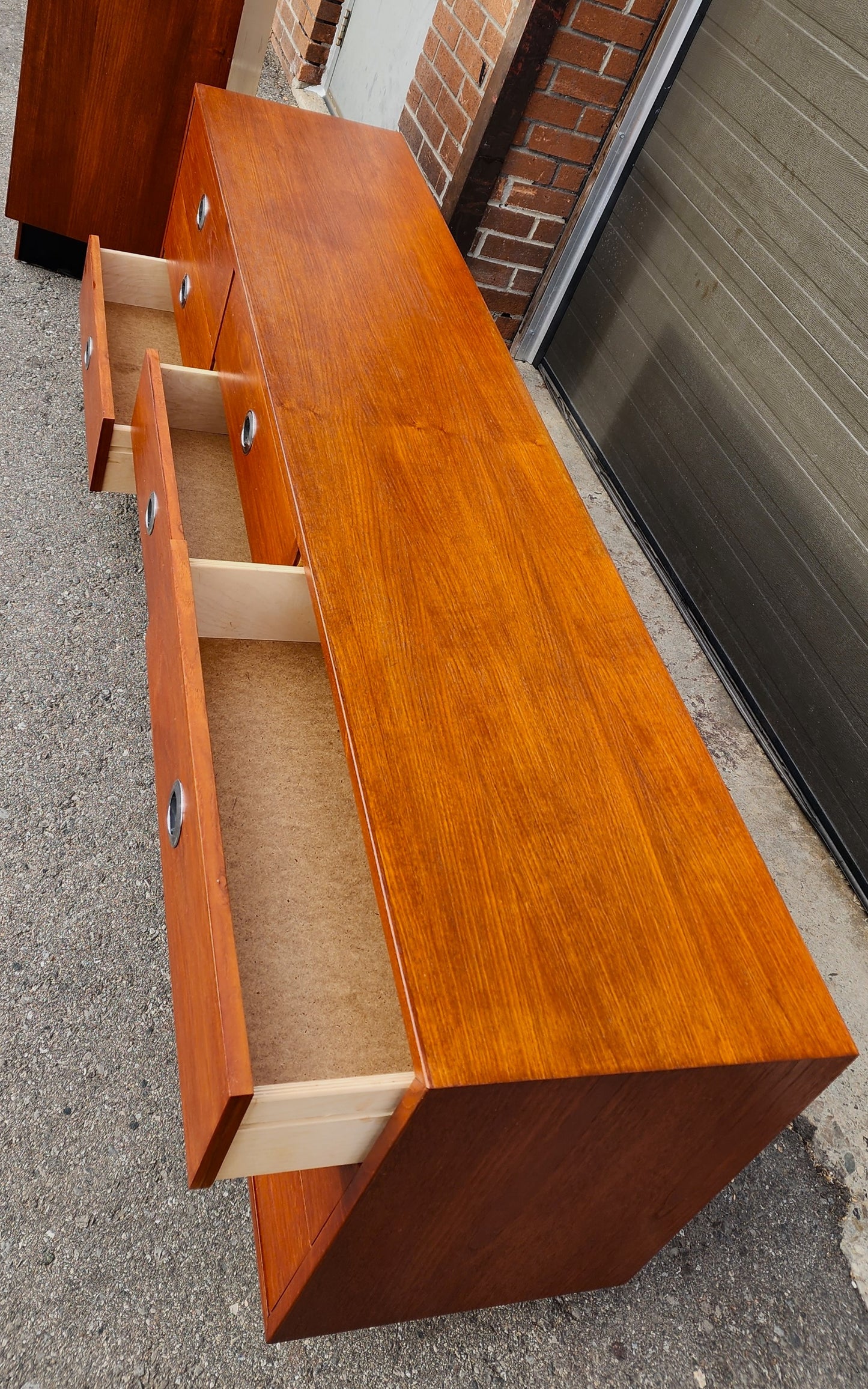 REFINISHED Mid-Century Modern Teak Dresser 9 drawers
