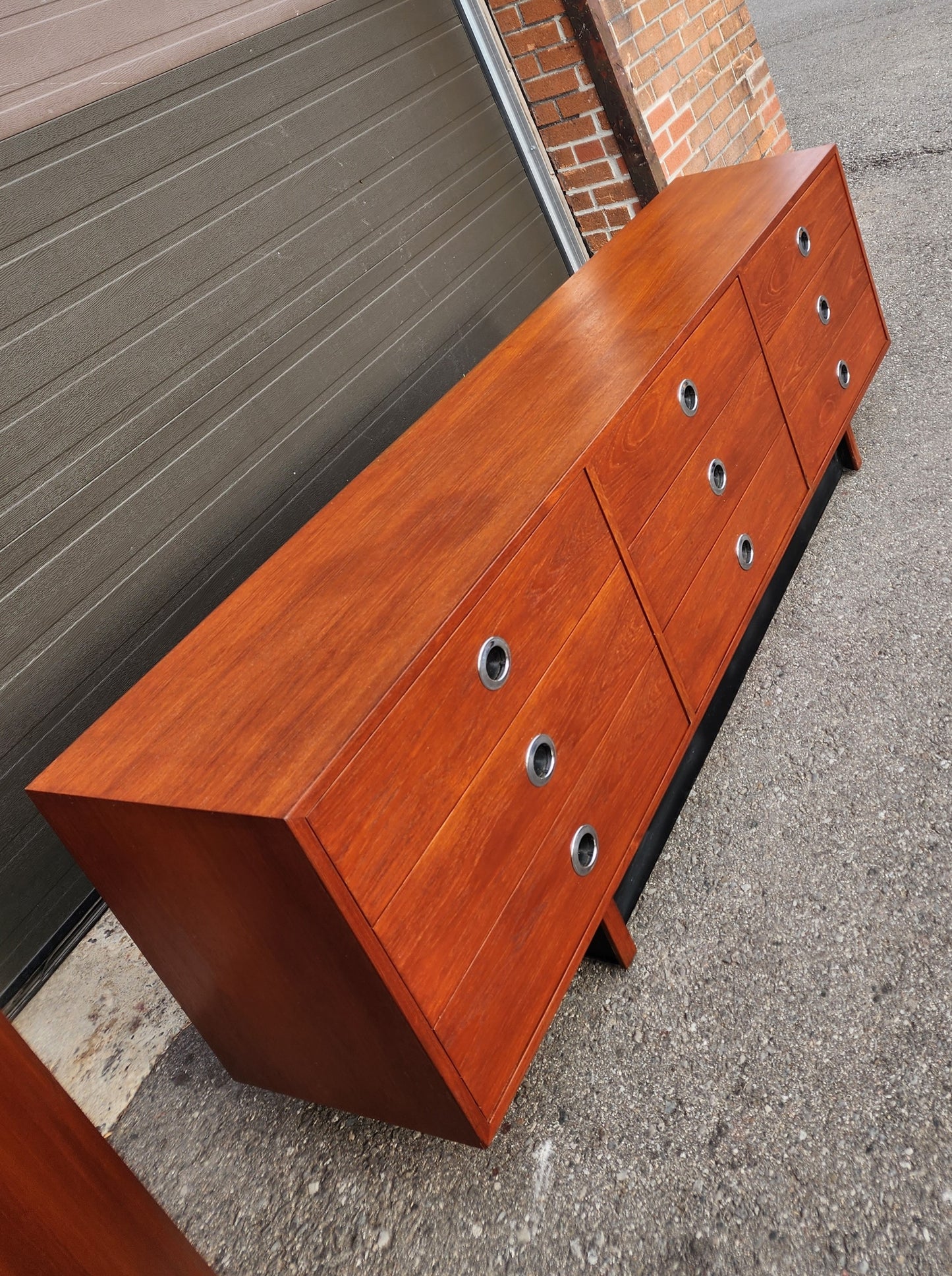 REFINISHED Mid-Century Modern Teak Dresser 9 drawers