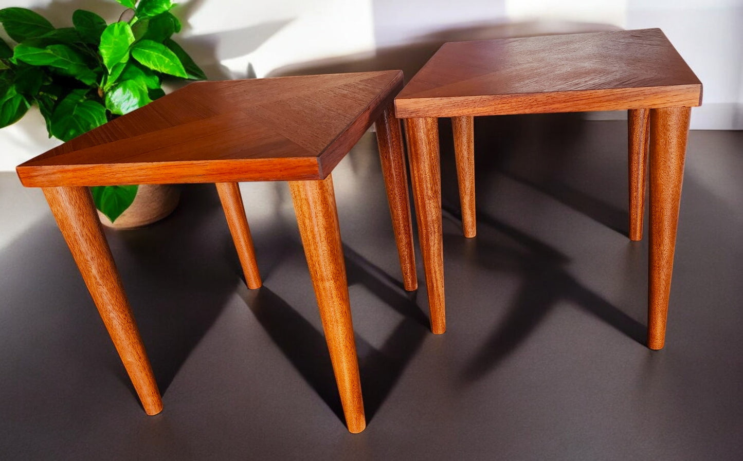 2 REFINISHED Mid Century Modern Teak End Tables or Stools
