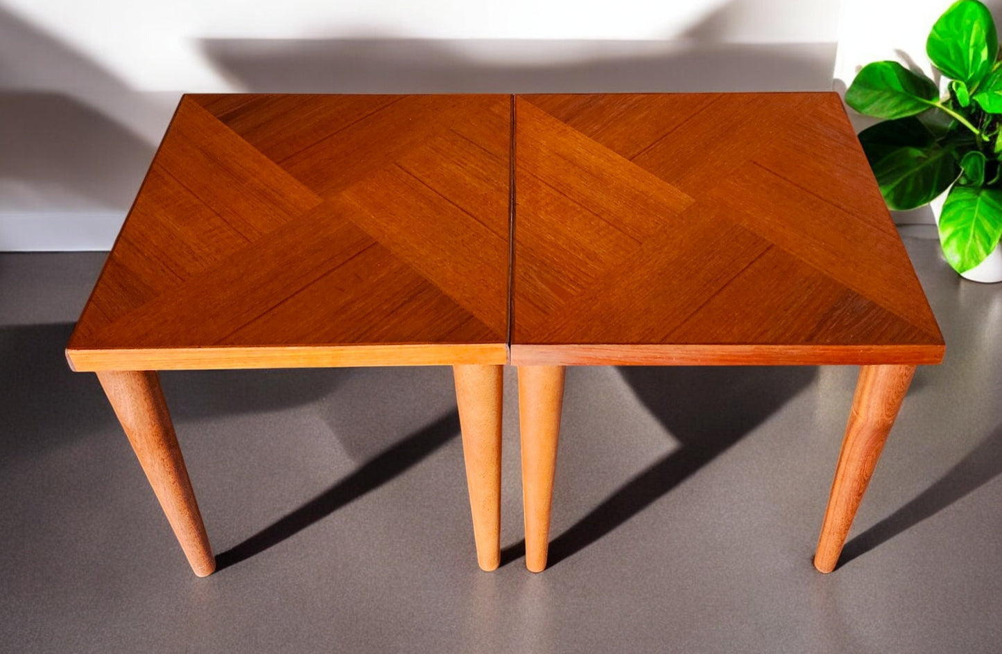 2 REFINISHED Mid Century Modern Teak End Tables or Stools