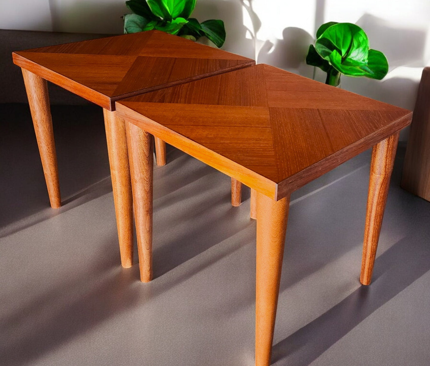 2 REFINISHED Mid Century Modern Teak End Tables or Stools