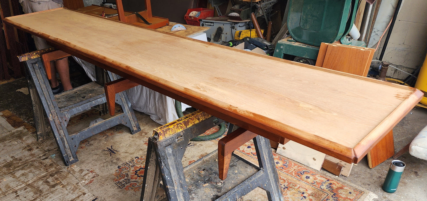 REFINISHED Mid Century Modern Teak Cocktail /Coffee Table or Bench 98" Long & Low