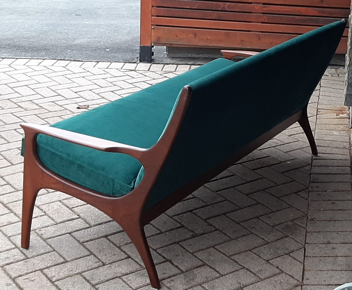 Choose fabric! REFINISHED Mid-Century Modern Teak Loveseat & Lounge Chair by R.Huber
