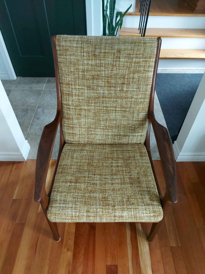 Choose fabric! REFINISHED Mid-Century Modern Teak Loveseat & Lounge Chair by R.Huber