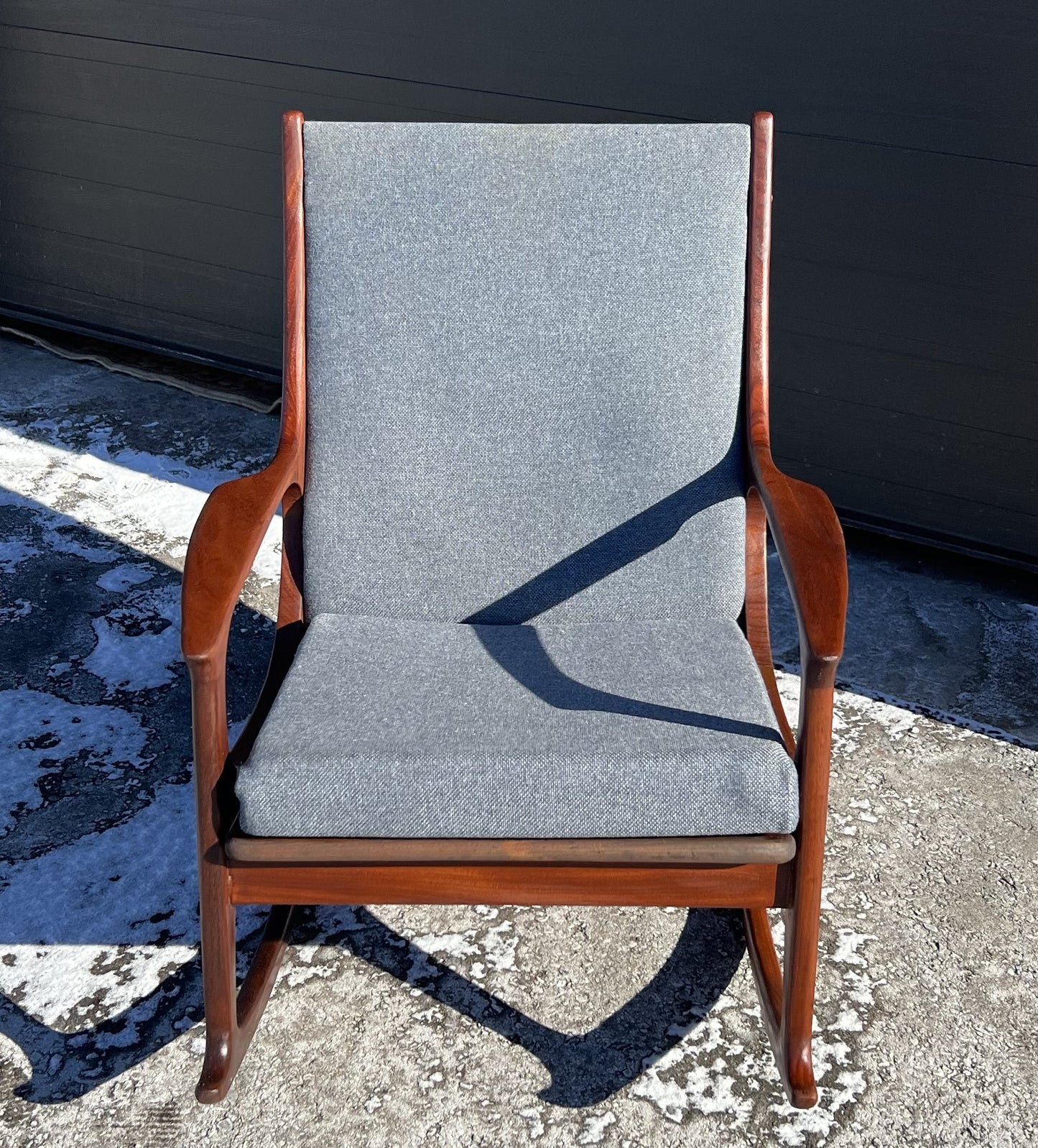 REFINISHED Mid-Century Modern Teak Rocking Chair by R.Huber