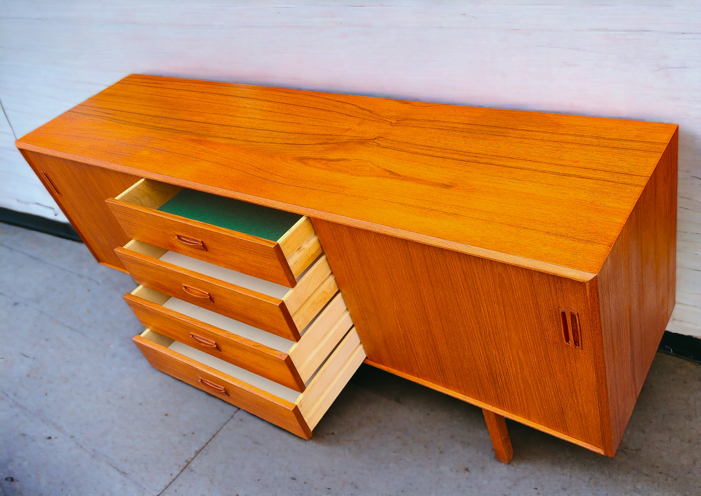 REFINISHED Mid Century Modern Teak Sideboard Credenza 72"