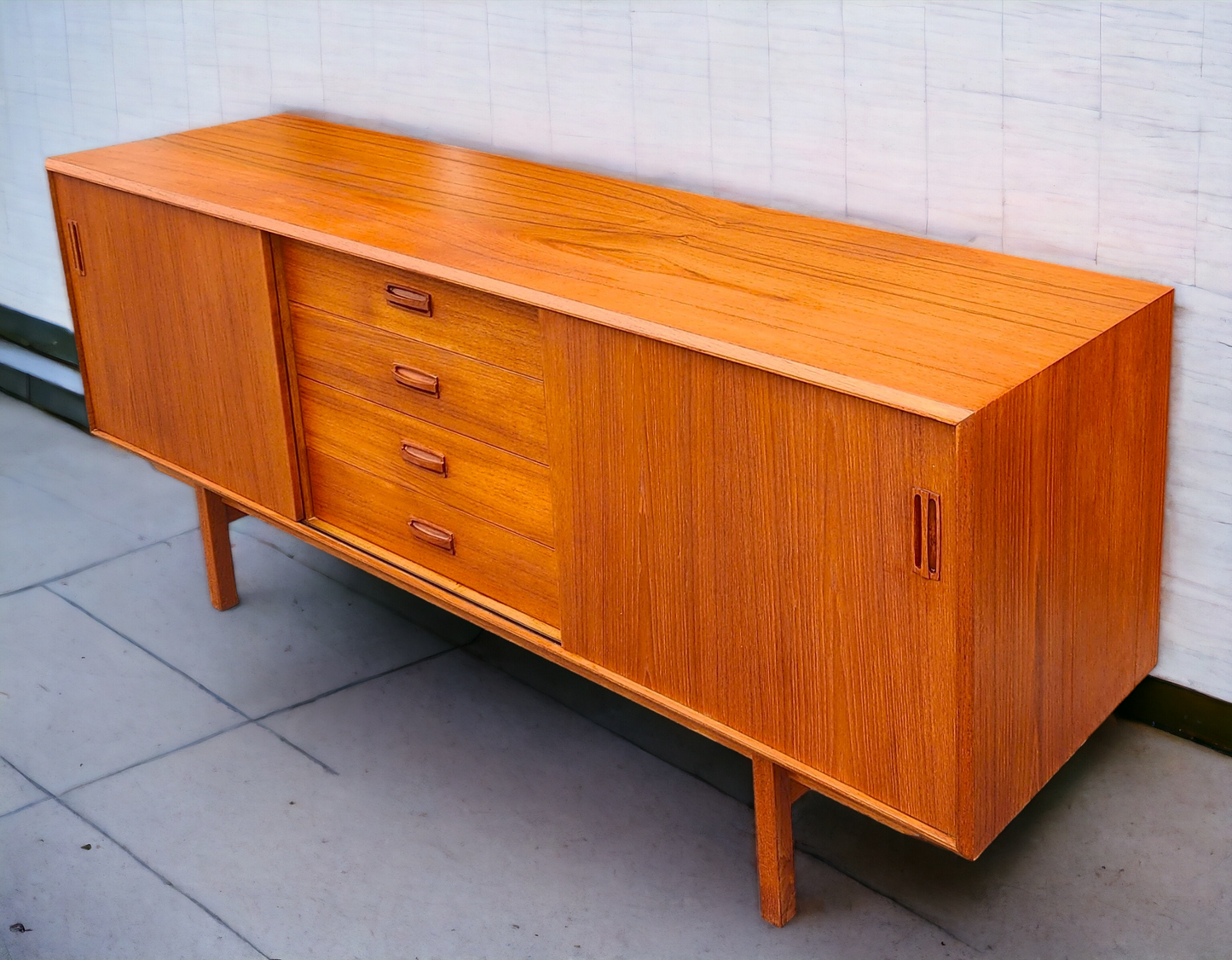 REFINISHED Mid Century Modern Teak Sideboard Credenza 72"